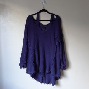 Free people Purple Cold Shoulder waffle knit